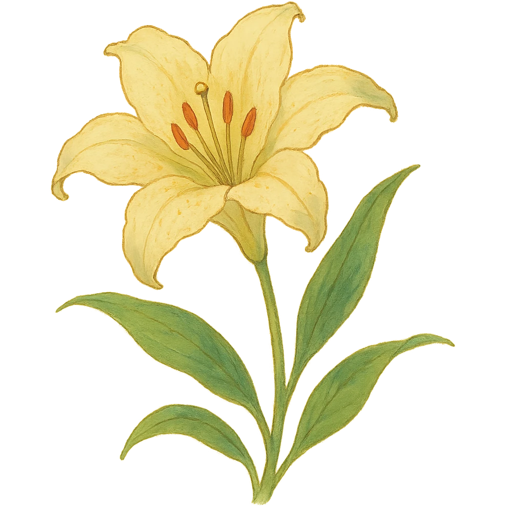 lily flower, natural colors, soft, fairy-like atmosphere, no background, square size emoji