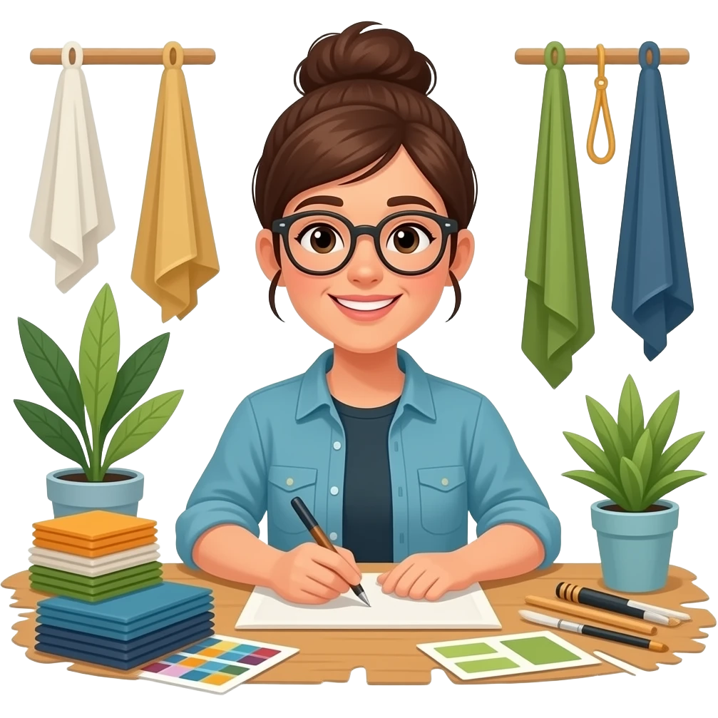 sustainable materials designer while workink with eco-materials emoji