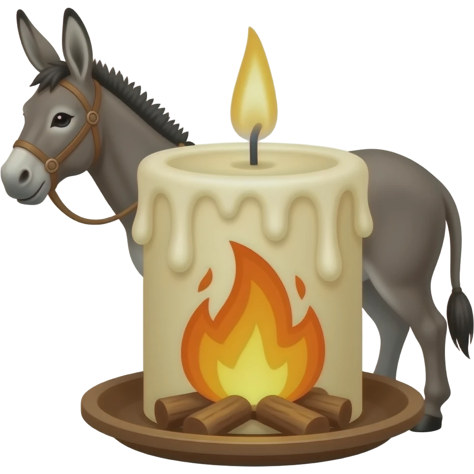 candle inspired by hestia and hearth and donkey emoji