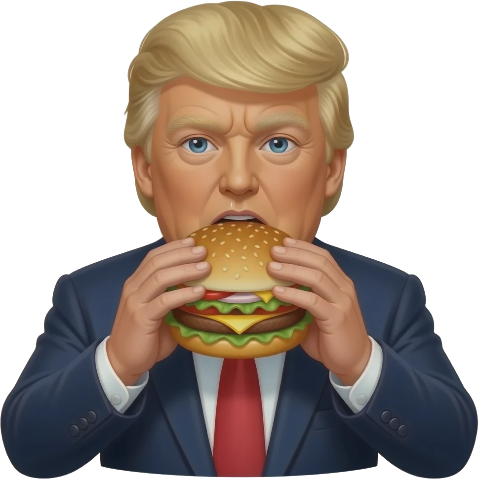 Trump eating burger emoji