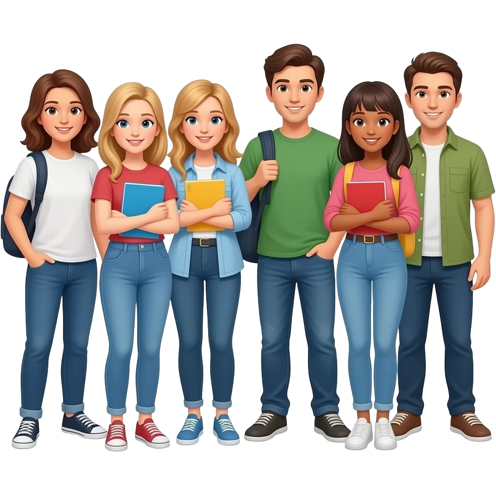 University students standing in group emoji
