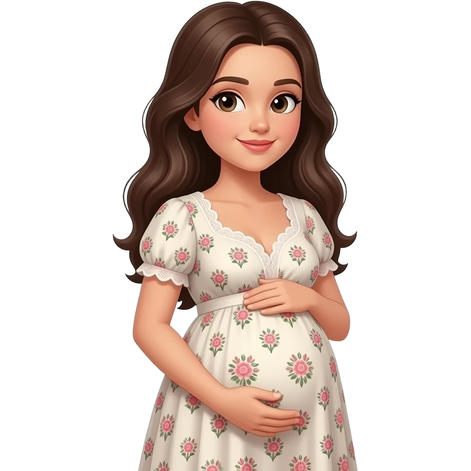 Pregnant brunette girl in a beautiful dress emoji