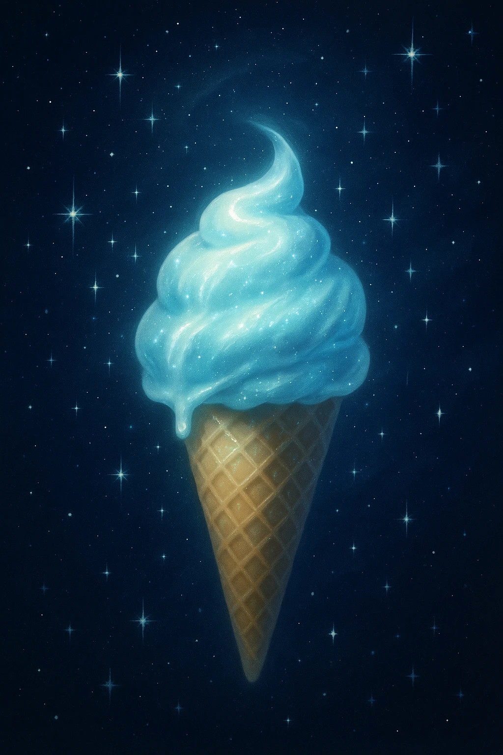 moonbeam ice cream, magical, floating, night sky background, gentle light emoji