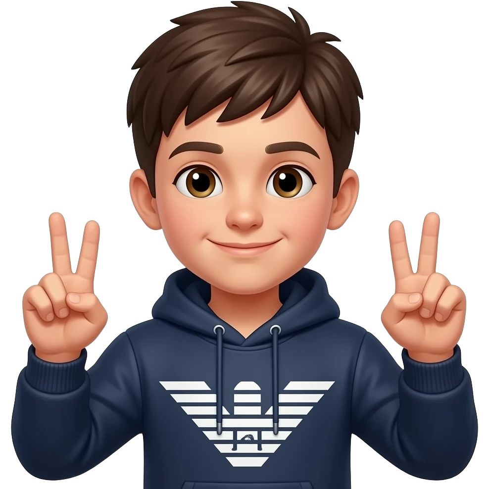 Garoto usando Empório Armani Fazendo o 2 emoji