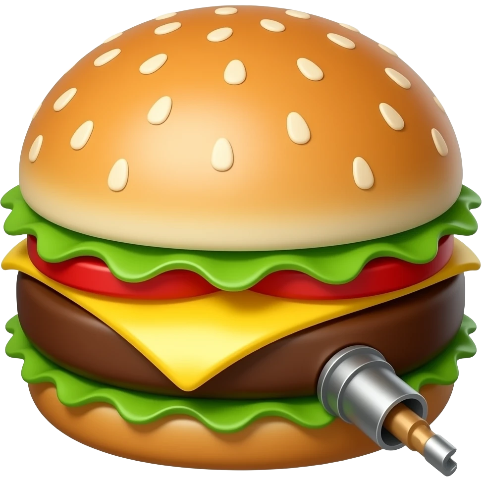 a sphere burger with a fuse. basically a burger bomb but dont make it actually a burger just co.,ored like a burger. emoji