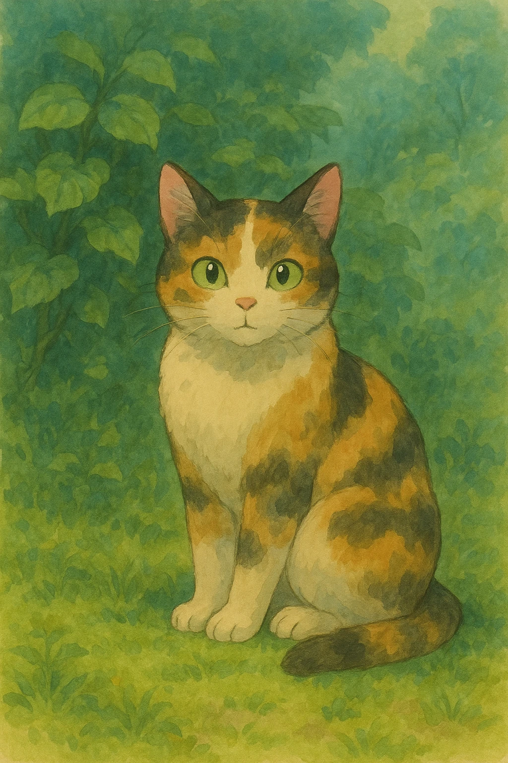 camouflage cat, soft painterly look emoji