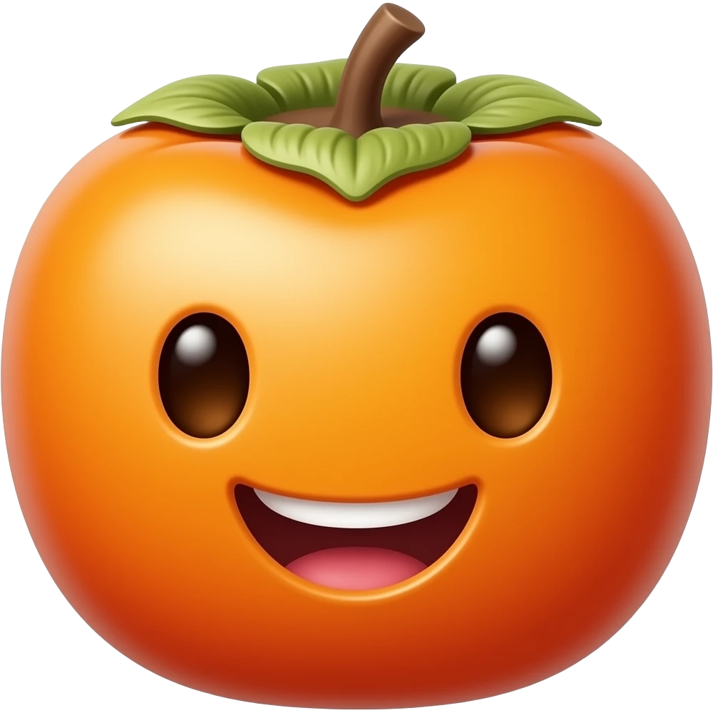 cheerful black dark-skinned persimmon fruit emoji