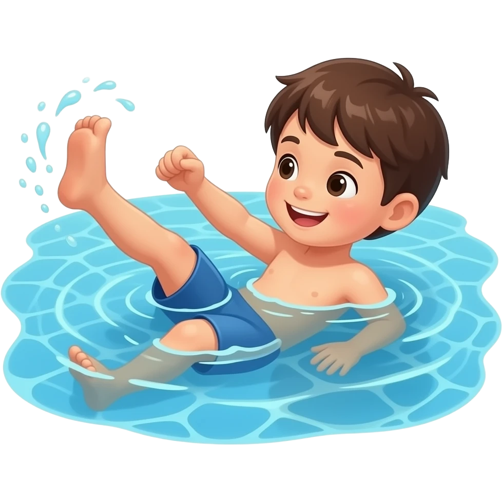 child kicking while swimming in pool emoji