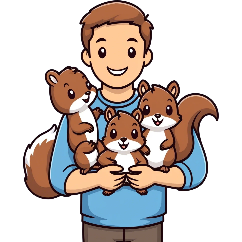 Man with squirrels  emoji