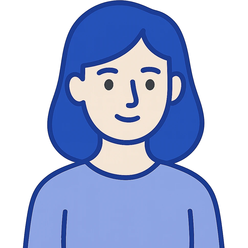 girl with blue hair, minimal, flat illustration emoji