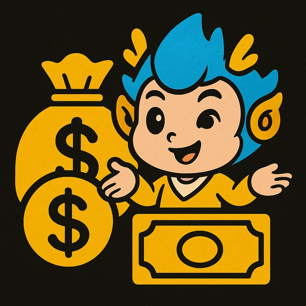 An icon with yellow tone, meaning Finance, request to pay, style like the reference image, use the mascot emoji