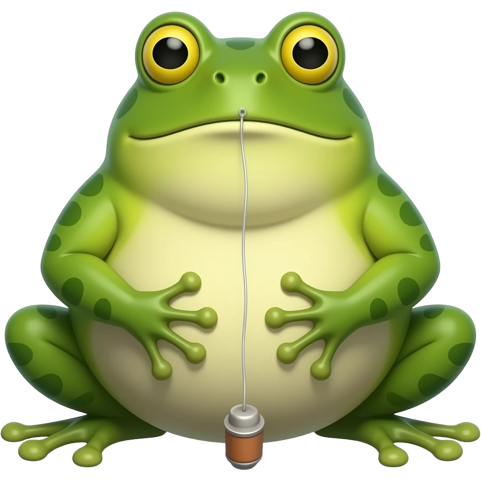 massive frog on the end of a fishing line emoji