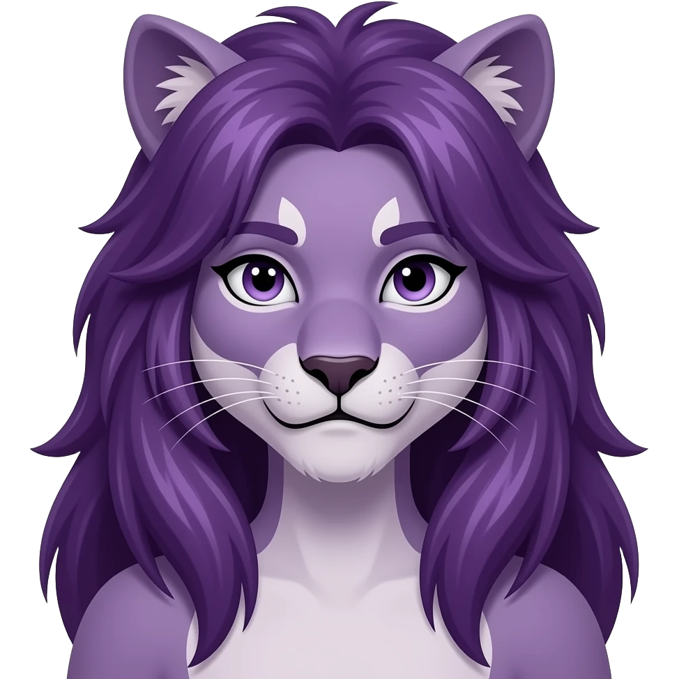 purple long shaggy haired female werelion emoji