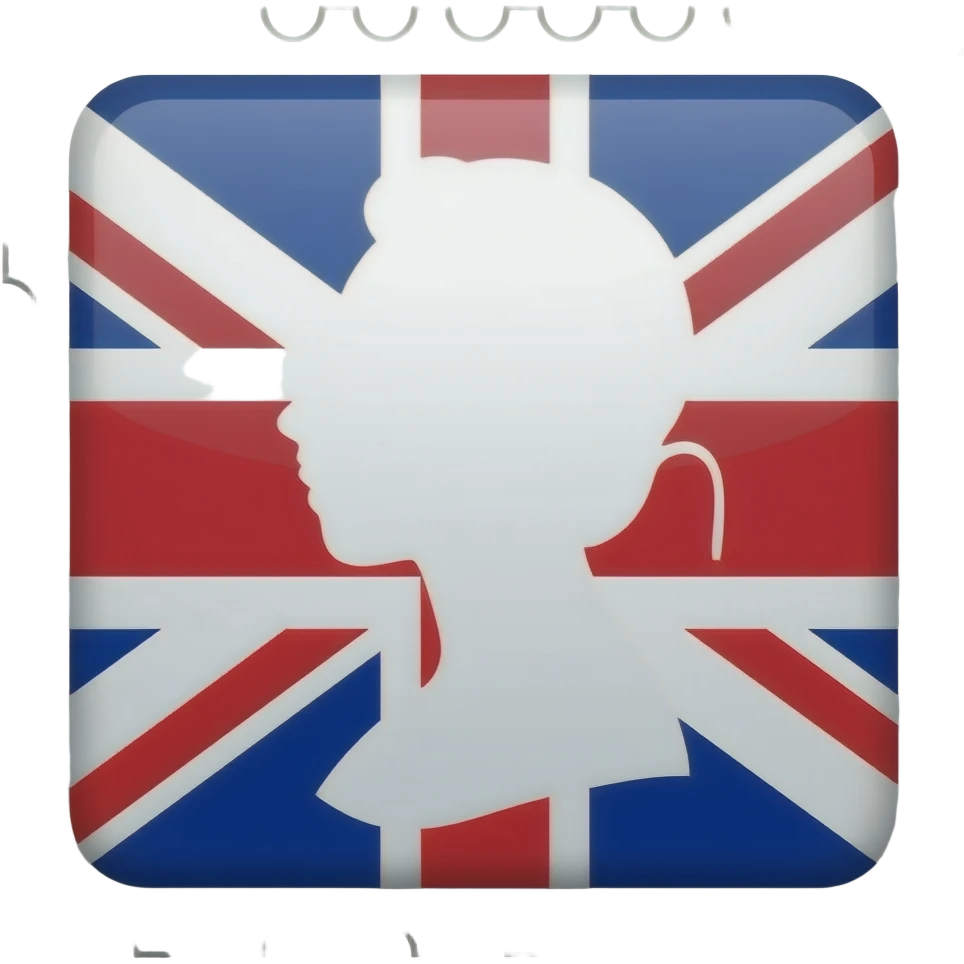 British postage stamp with Union Jack with royal silhouette emoji