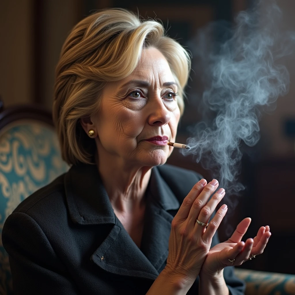 Hillary clinton smoking a cig emoji