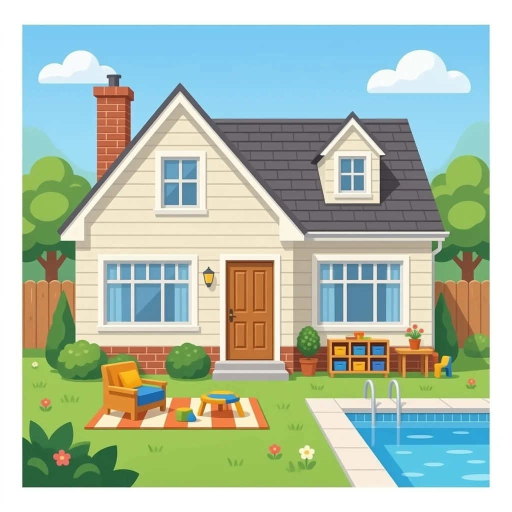 Build a house: glass for the windows, a rug on the floor, bricks for the chimney (roof), a big wooden door. I’ll even take a playroom or two you know what to do. Pool emoji