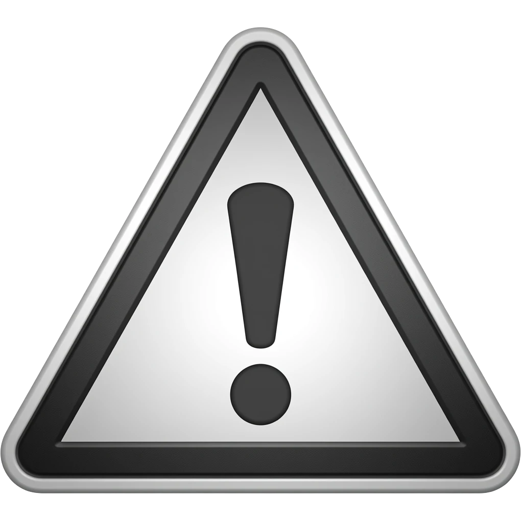 greyish black, triangle danger sign, with white border a little inwards with an excaimation mark in the middle emoji
