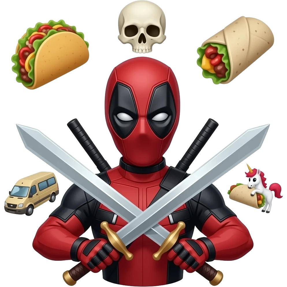 Deadpool⚔️ 🔫 💀. 🌮 🌯🚐 🔴🦄 🌯 emoji
