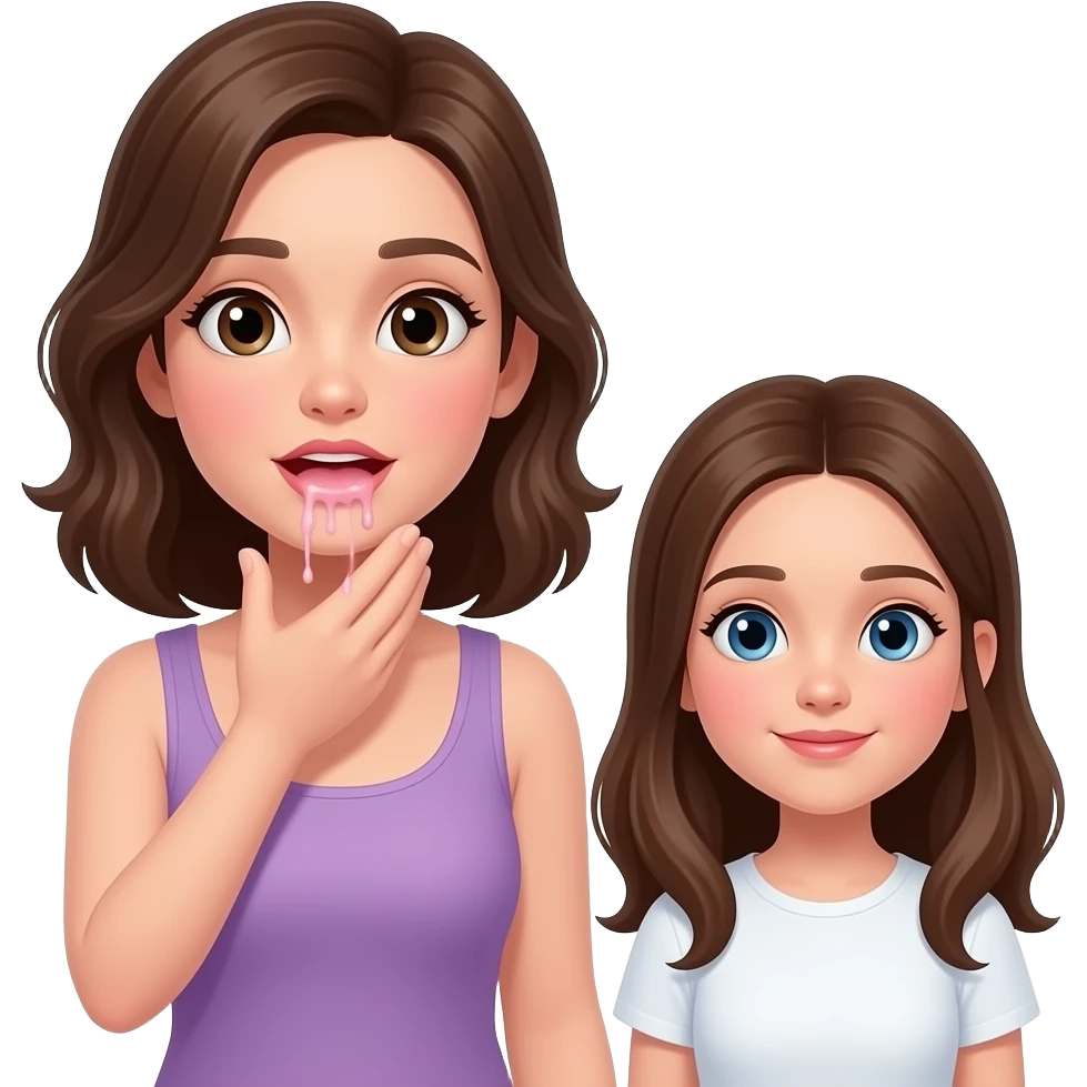 Mom has cum dripping from mouth, teen daughter beside her emoji