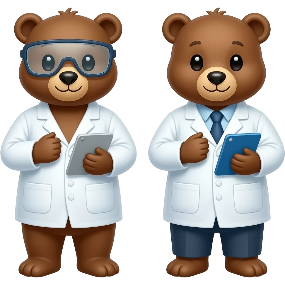 two bears doing research in pathology emoji