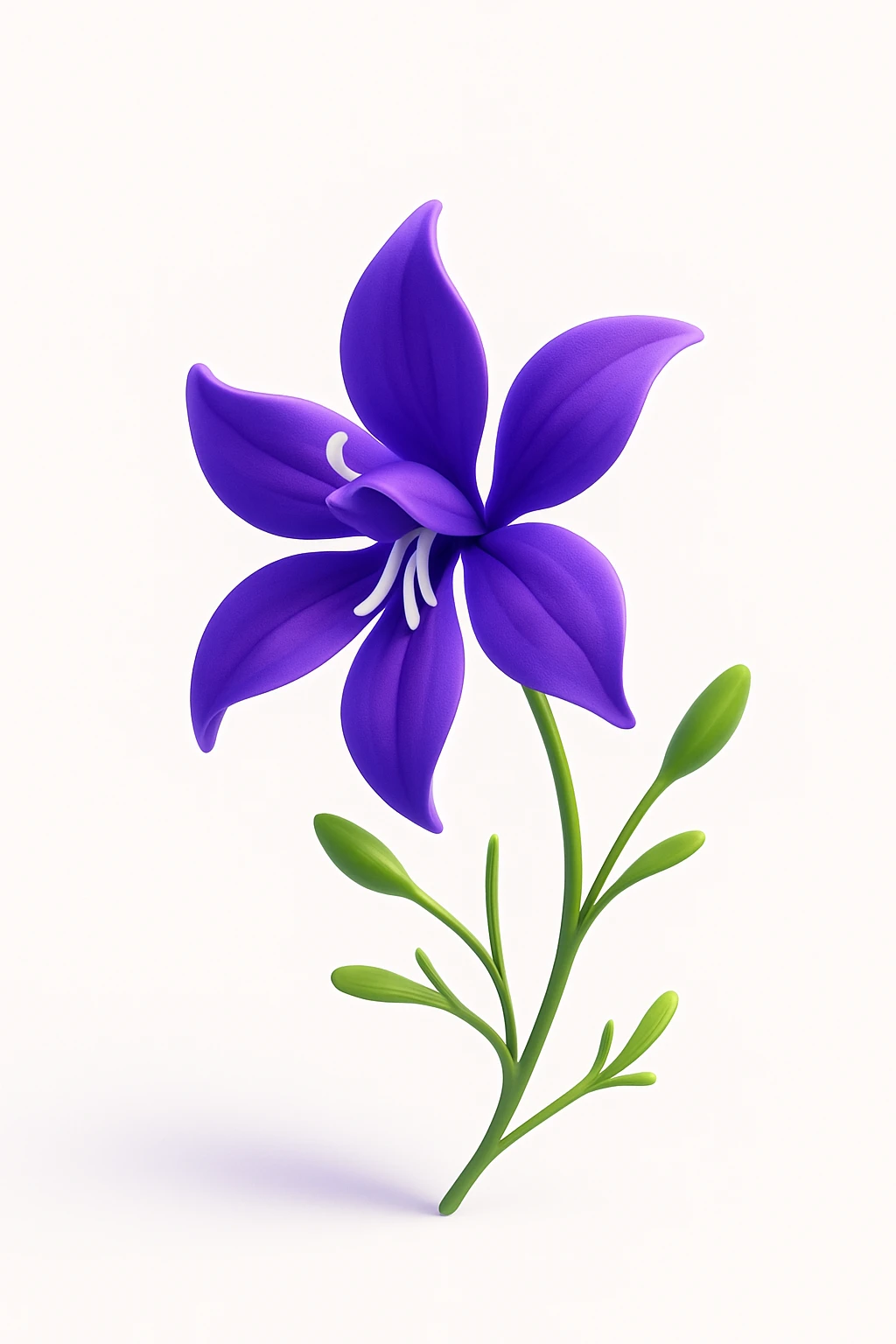 Add maximum volume to this purple wildflower, making it very three-dimensional with expressive light and shadow and depth, in a modern 3D iOS style, with a clean background. emoji