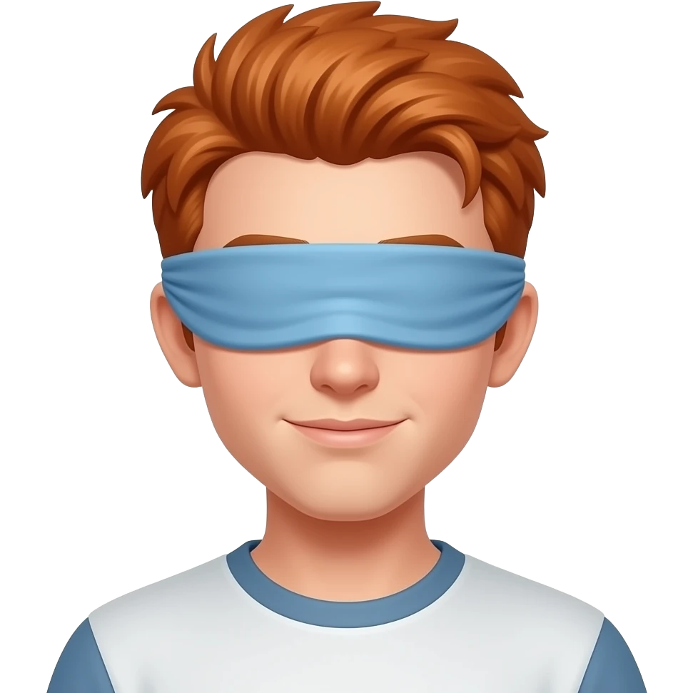 emoji de un chico blanco, pelirojo con un antifaz en los ojos emoji