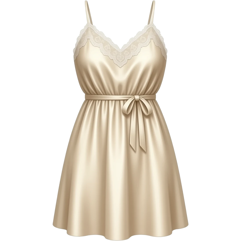 Cream silk night gown with white lace emoji