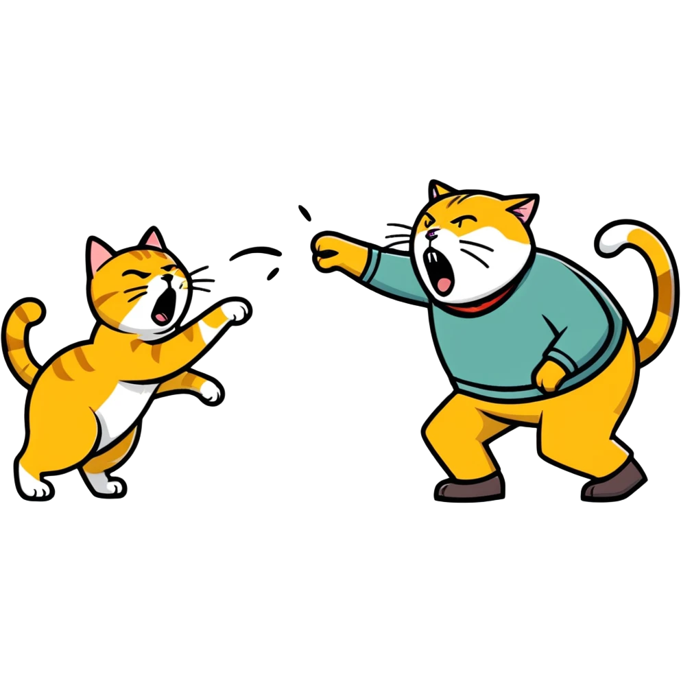 golden cat ￼ yelling at old blind man ￼ emoji