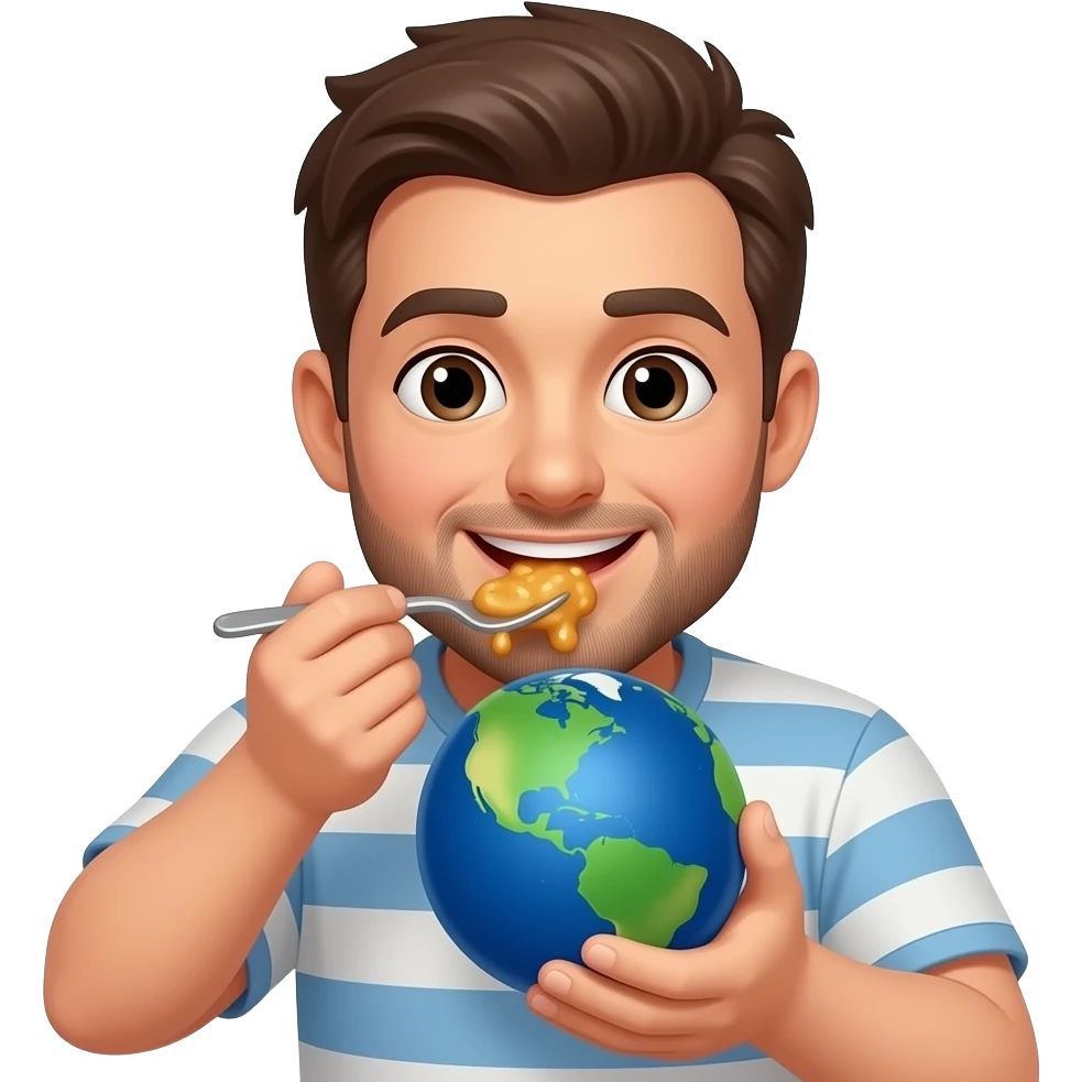 a man eating earth emoji