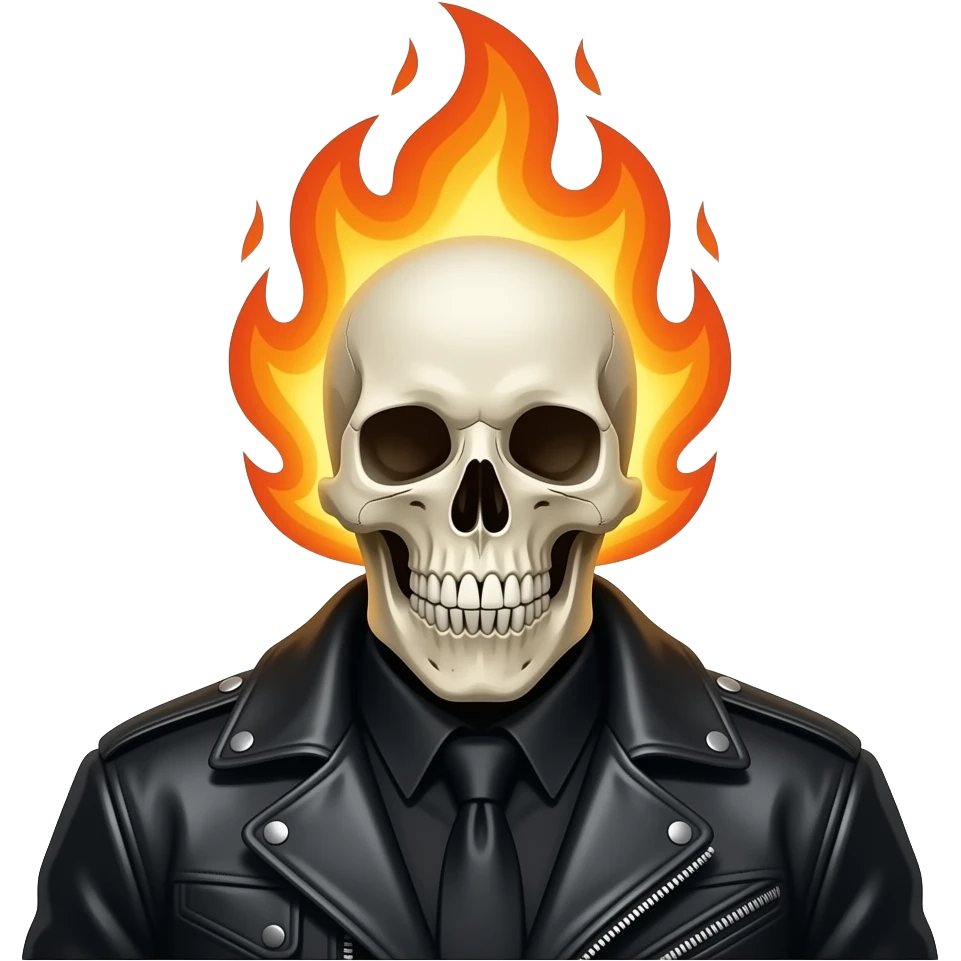 Create an emoji of  the ghost rider exactly like the movie with the full skull on fire emoji