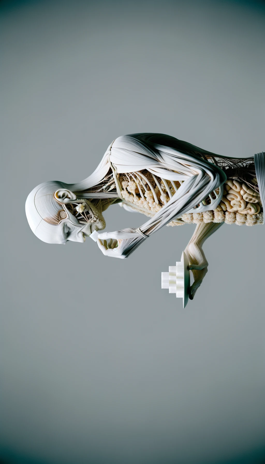corpo umano anatomico in piedi a figura intera che mangia zollette di zucchero, posa frontale, iperrealistico 4k, isolato su sfondo bianco emoji