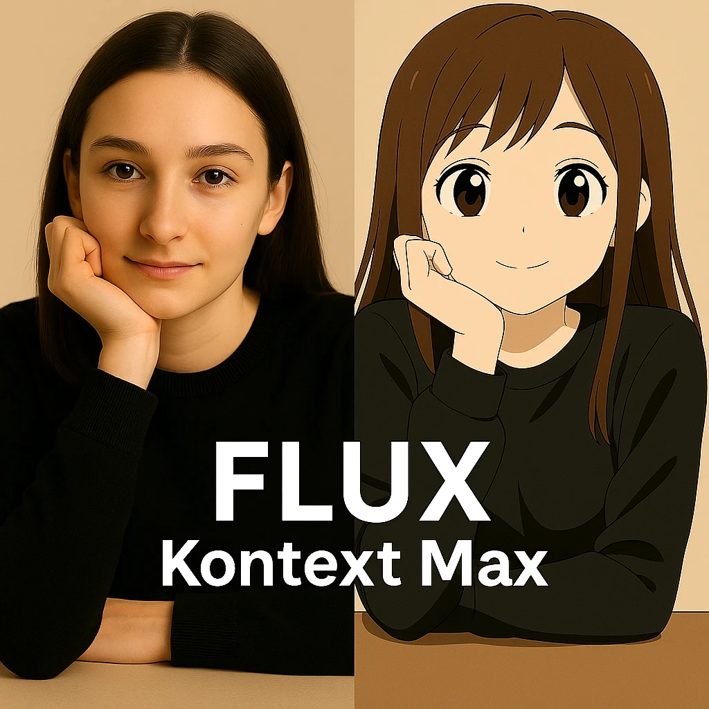same similar image but chnage the text to "Flux Kontext Max" emoji