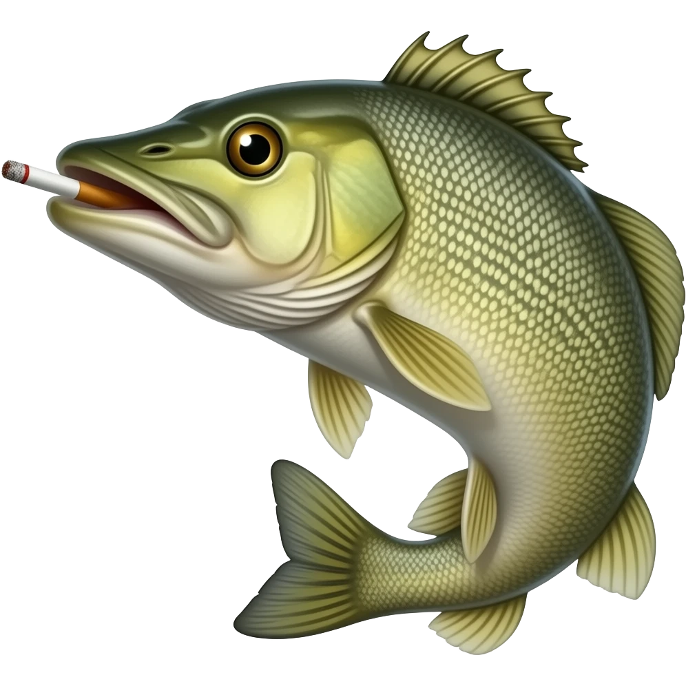 pike fish smoking a cigarette emoji