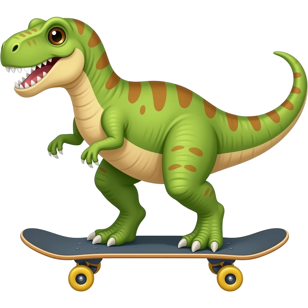 Dinosaur on a skateboard emoji