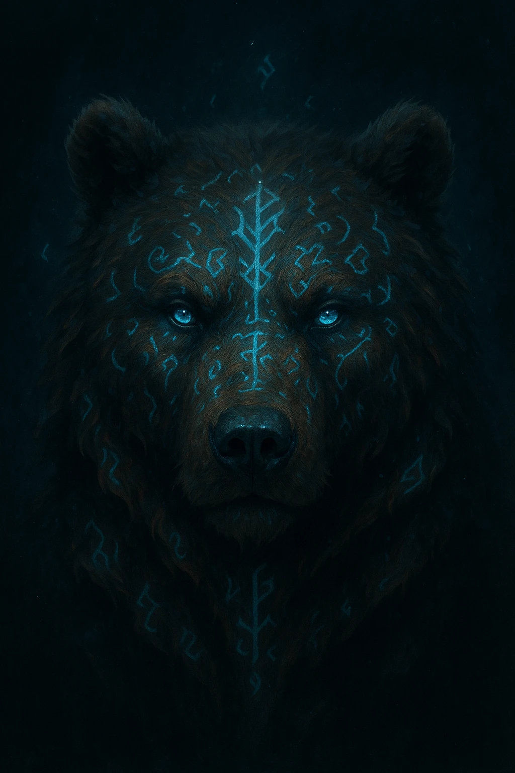 a bear's head with mystical runes, fantasy style emoji