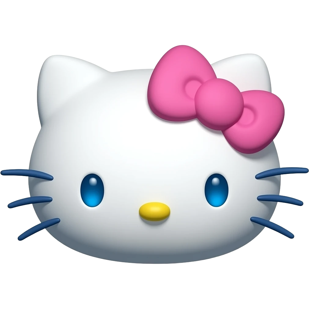 hello kitty face 3d blue shadow emoji