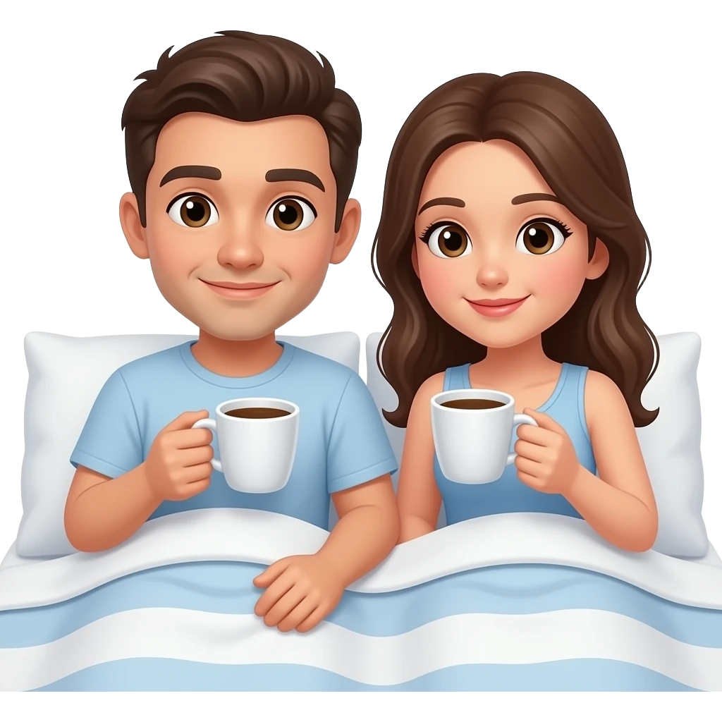 Couple drinking coffee in bed emoji