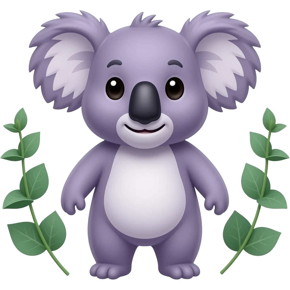 Purple Koala with Eucalyptus emoji