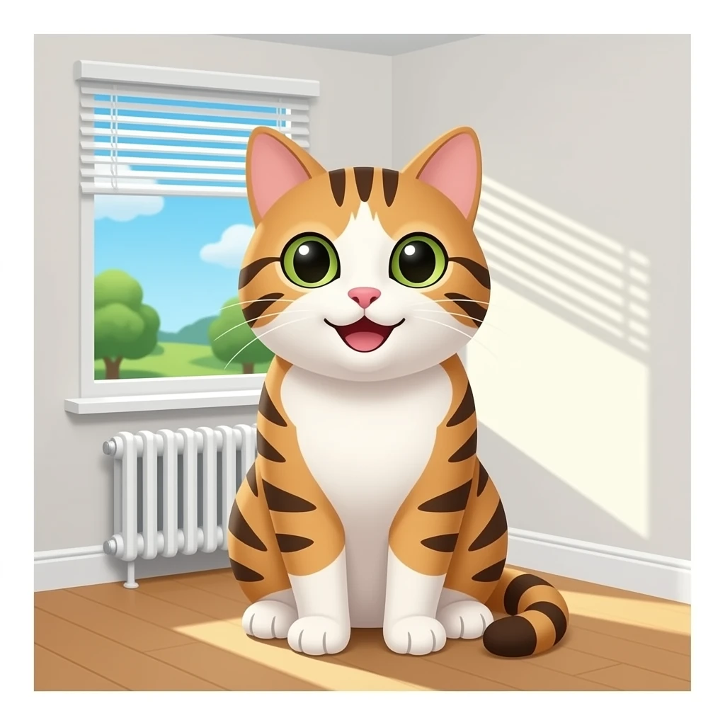 room cat window light cute blinds smile heater emoji