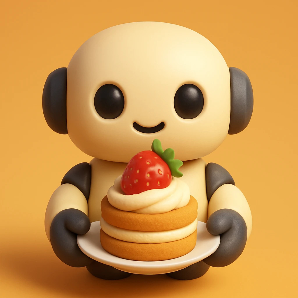 The cute robot is holding dessert in its hands, 3d emoji emoji