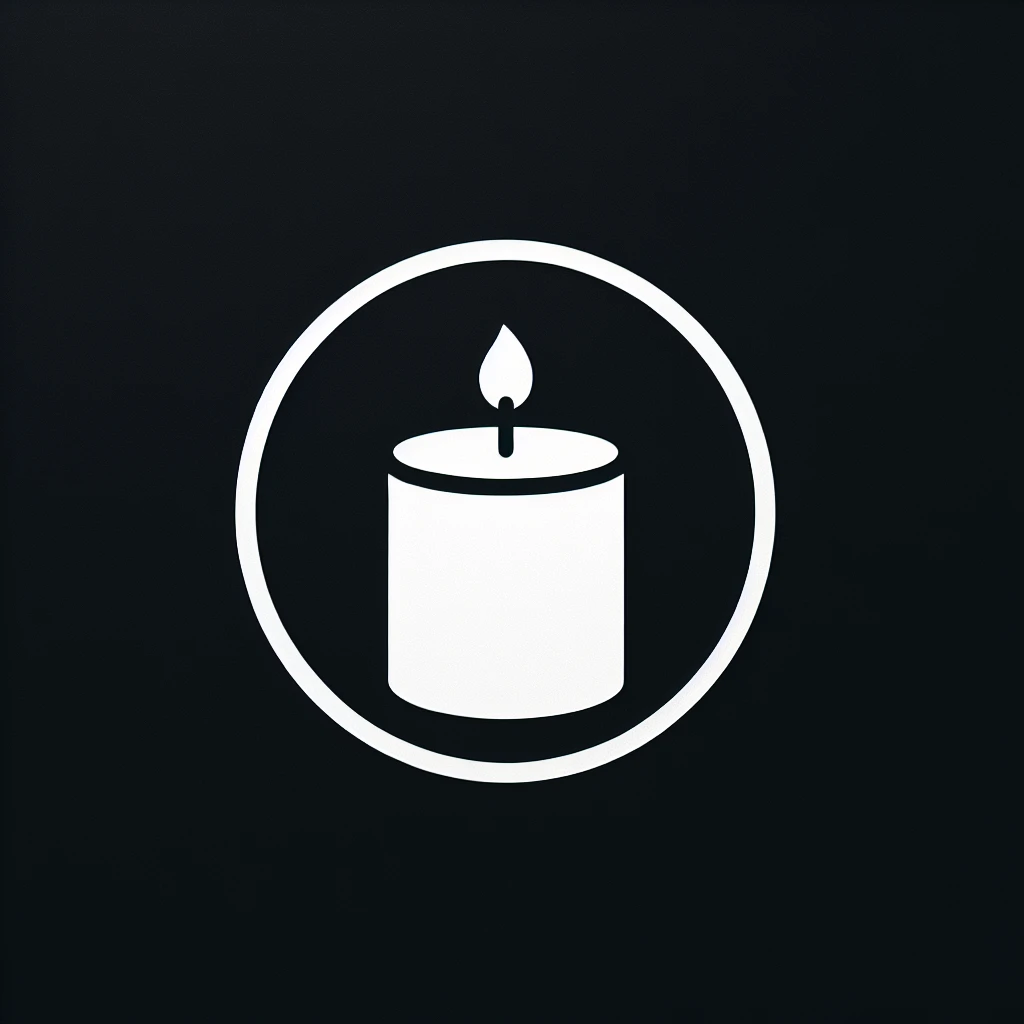white Vector minimalistic and elegant icon of soy candle shape, black solid background emoji
