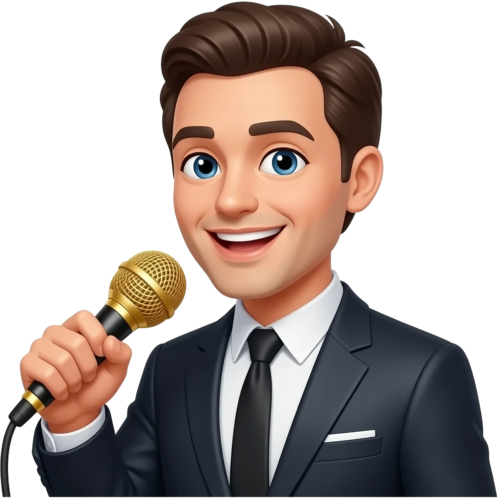 stand up comedian gold with microphone emoji