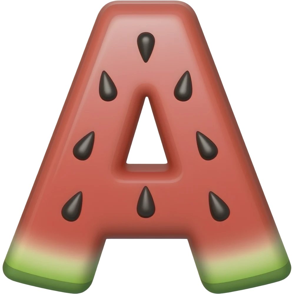 "letter A watermelon style, colorful, simple background" emoji