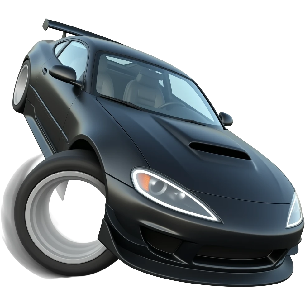 Drift car making donut black emoji