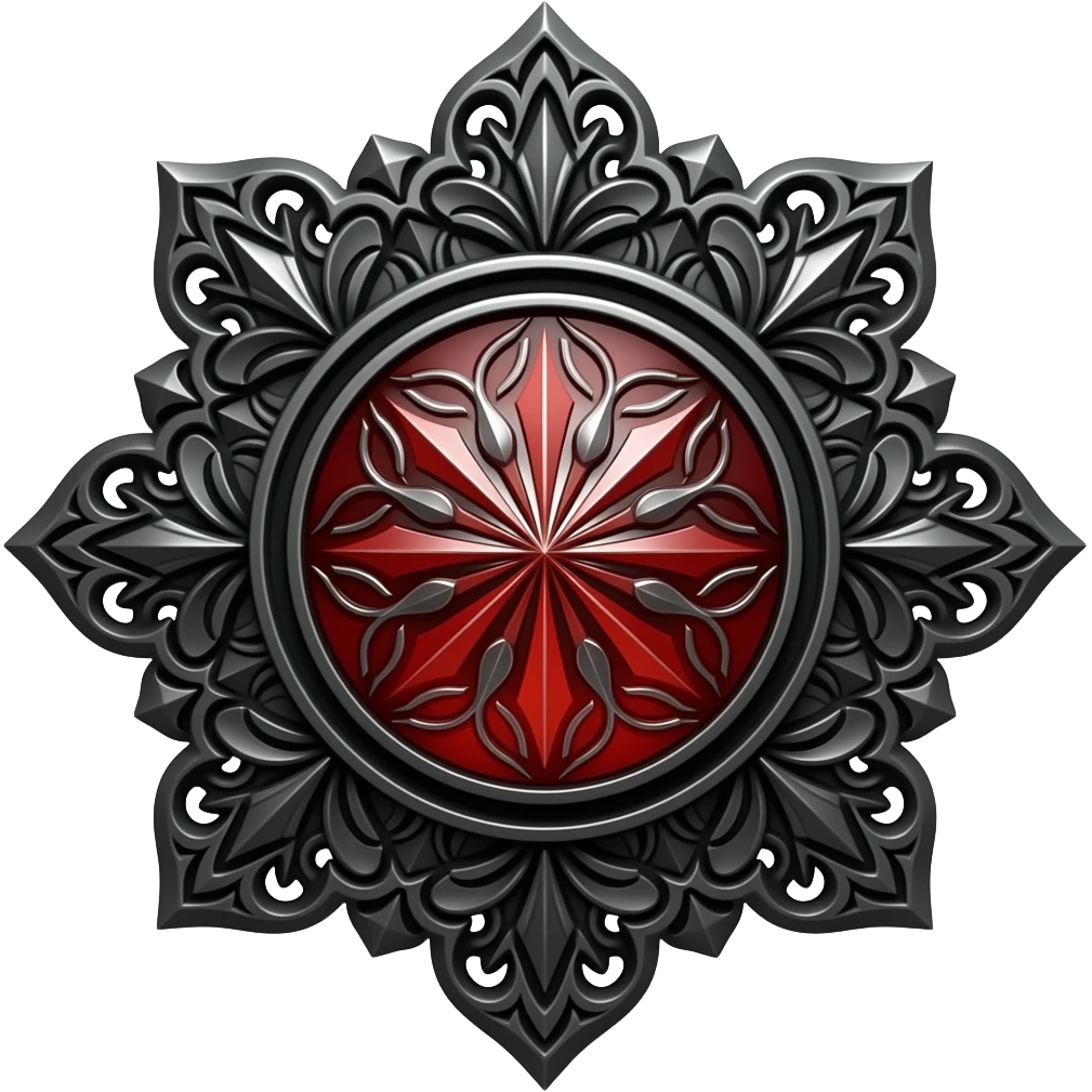 red and black ornate medal emoji