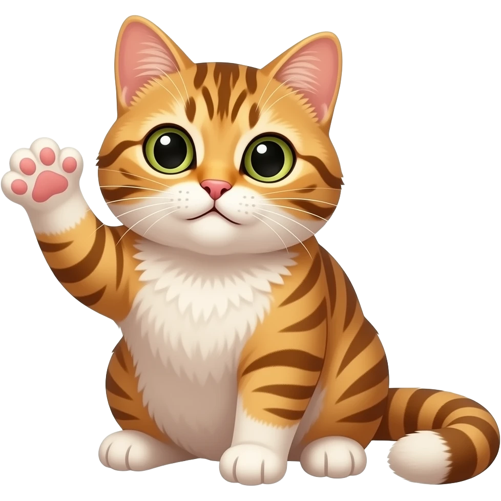 un gato cin una patita arriba diciendo QUIERO emoji