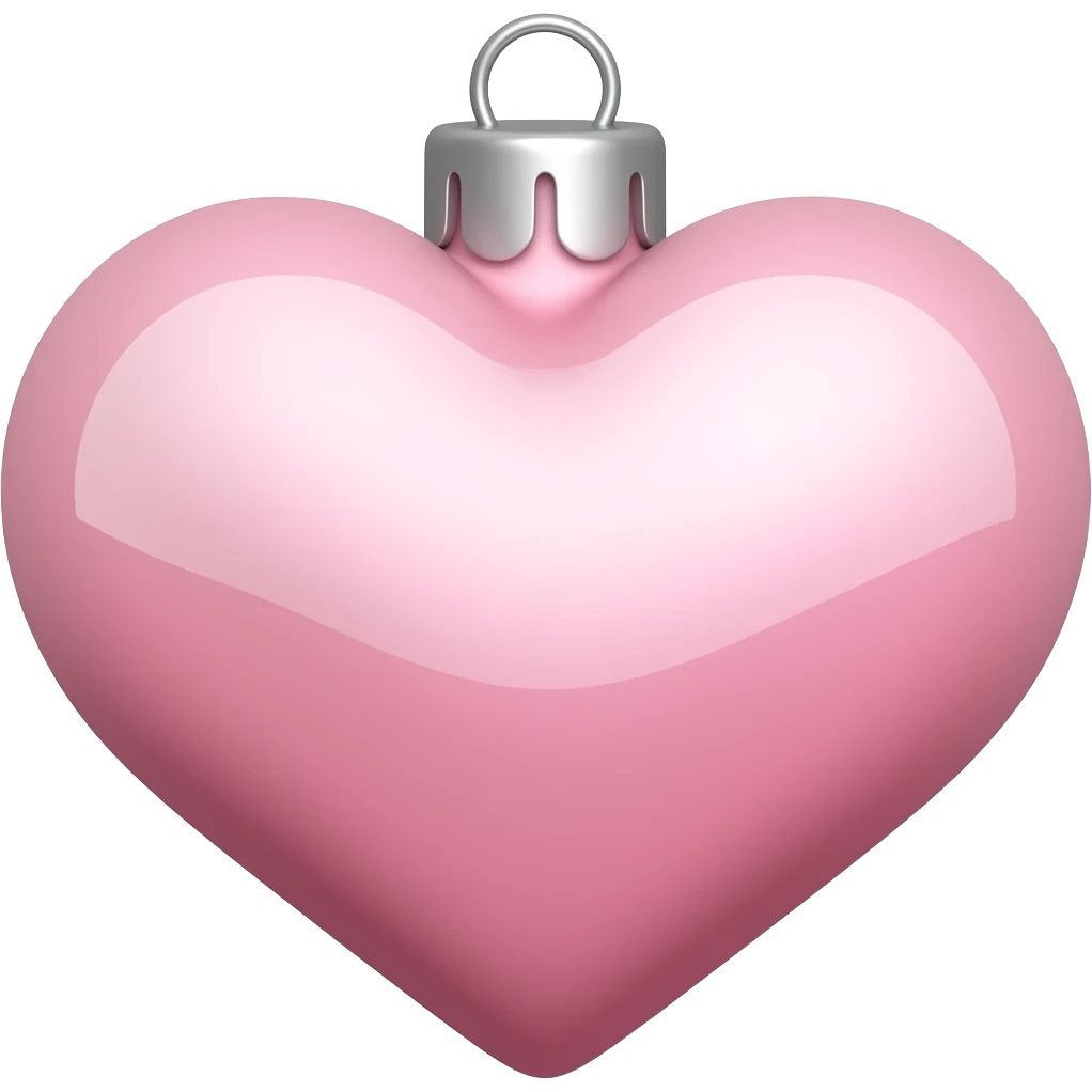 pastel pink heart shaped christmas ornament emoji