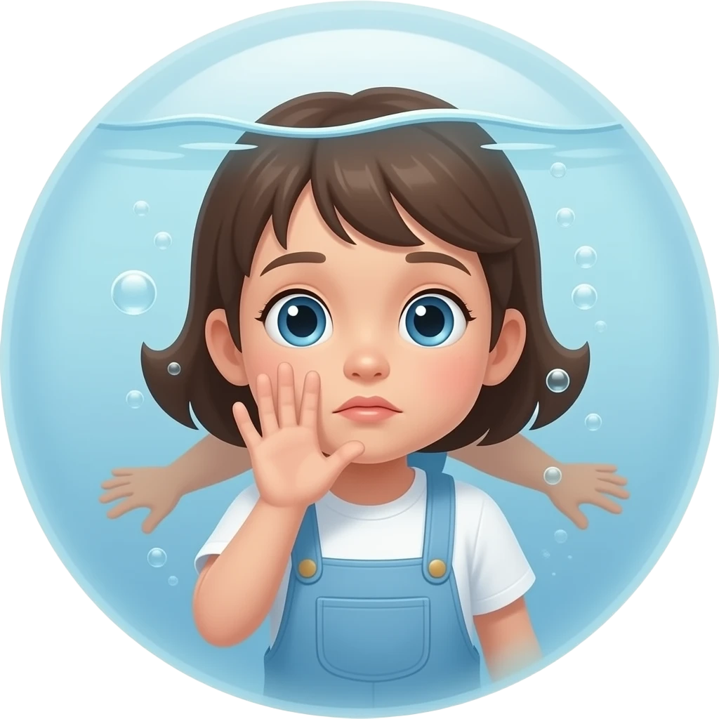 child holding breath under water emoji