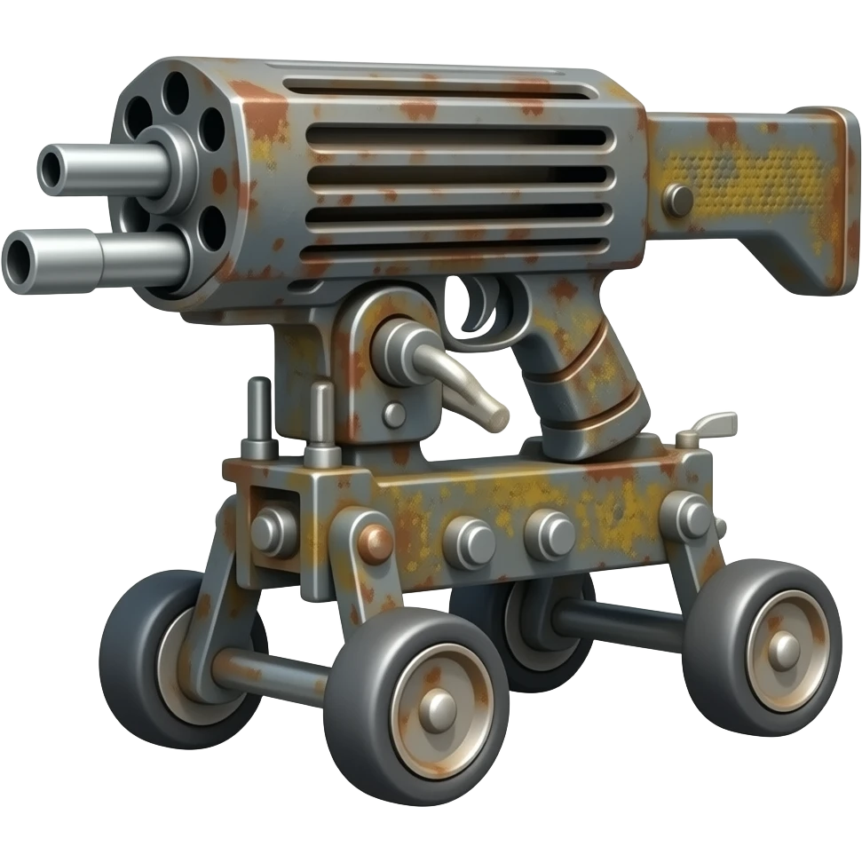 rusty gun machine on wheels emoji