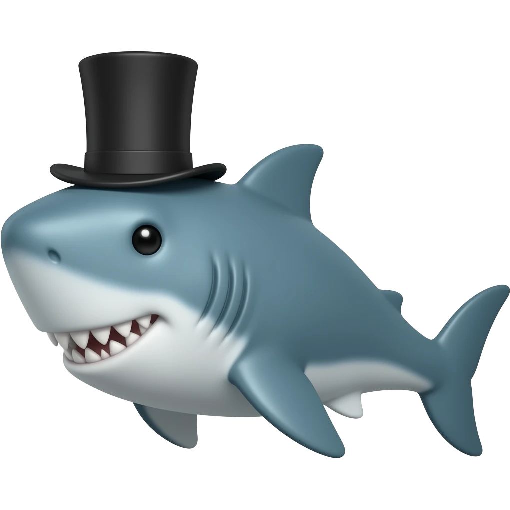 Shark with a top hat emoji